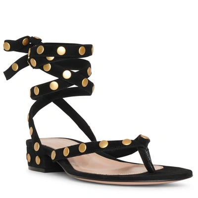 Shop Gianvito Rossi Studded Black Suede Sandals