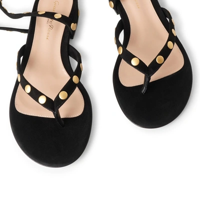 Shop Gianvito Rossi Studded Black Suede Sandals