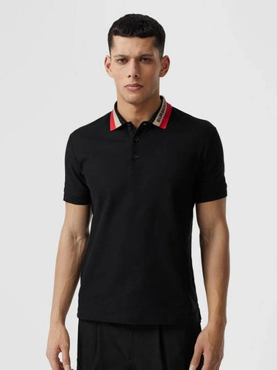 Shop Burberry Cotton Polo Shirt In Black