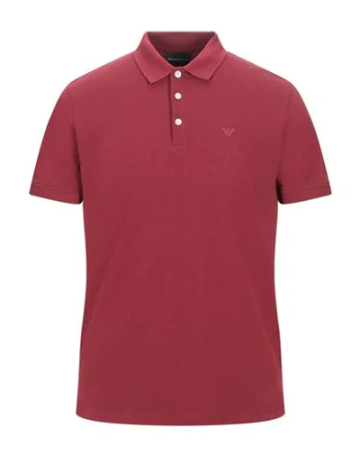 Shop Emporio Armani Man Polo Shirt Brick Red Size S Cotton