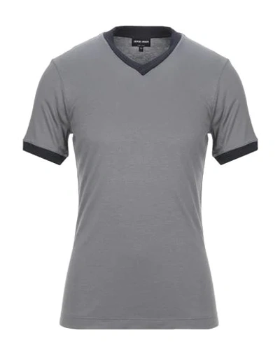 Shop Giorgio Armani Man T-shirt Grey Size 38 Viscose, Silk