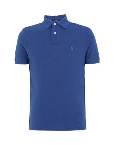 Shop Polo Ralph Lauren Custom Slim Fit Mesh Polo Man Polo Shirt Slate Blue Size M Cotton