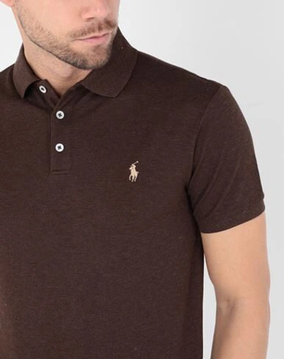 Shop Polo Ralph Lauren Slim Fit Mesh Polo Shirt Man Polo Shirt Cocoa Size Xs Cotton, Elastane In Brown
