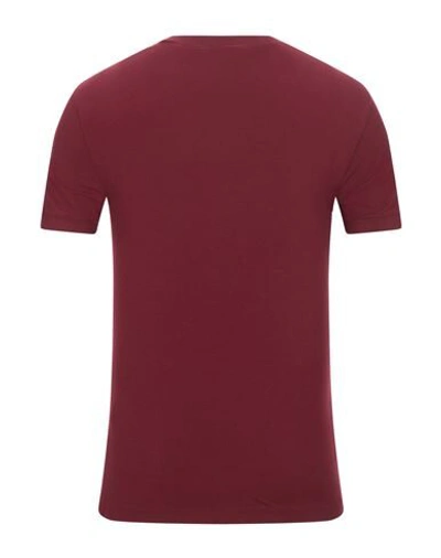 Shop Giorgio Armani Man T-shirt Burgundy Size 46 Viscose, Elastane In Red