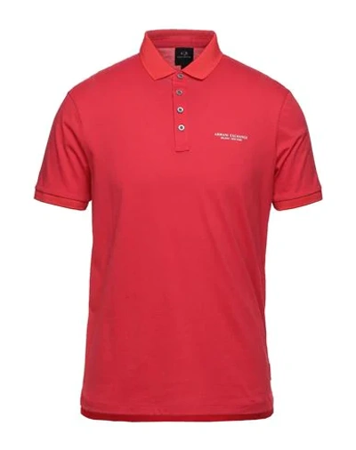 Shop Armani Exchange Man Polo Shirt Red Size Xl Cotton