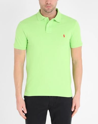 Shop Polo Ralph Lauren Man Polo Shirt Acid Green Size L Cotton