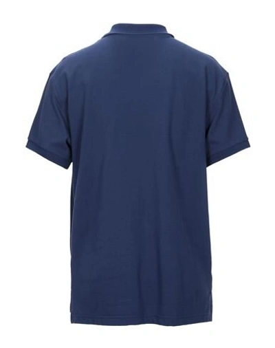 Shop Moschino Man Polo Shirt Midnight Blue Size 46 Cotton In Dark Blue
