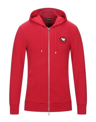 Shop Emporio Armani Man Sweatshirt Red Size Xs Cotton, Polyester, Elastane