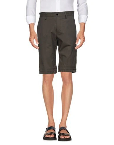 Shop Gazzarrini Man Shorts & Bermuda Shorts Military Green Size 28 Cotton, Elastane