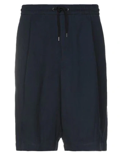 Shop Giorgio Armani Man Shorts & Bermuda Shorts Midnight Blue Size 32 Cupro