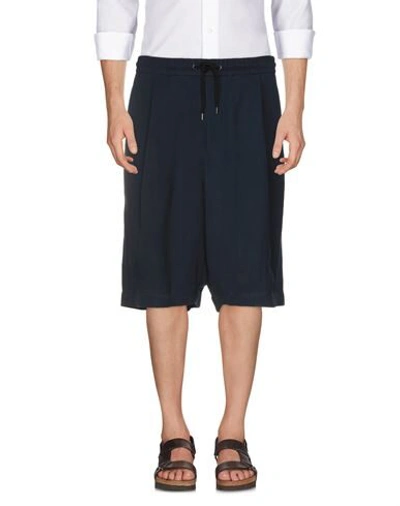 Shop Giorgio Armani Man Shorts & Bermuda Shorts Midnight Blue Size 32 Cupro