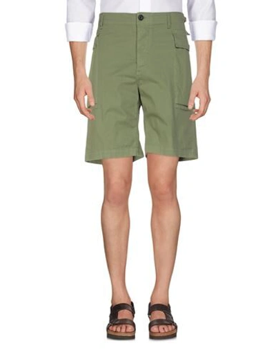 Shop Aries Man Shorts & Bermuda Shorts Military Green Size 34 Cotton, Elastane