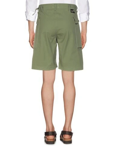 Shop Aries Man Shorts & Bermuda Shorts Military Green Size 34 Cotton, Elastane
