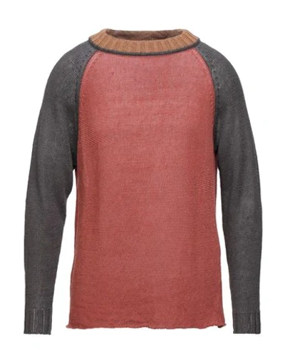Shop Emporio Armani Man Sweater Rust Size S Linen In Red