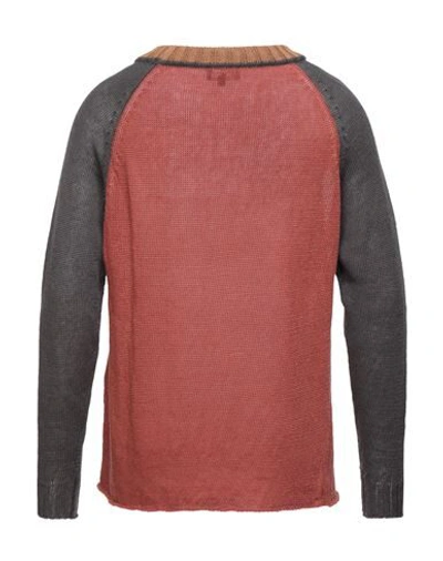 Shop Emporio Armani Man Sweater Rust Size S Linen In Red