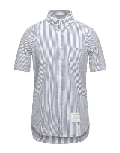 Thom Browne Striped Cotton Shirt In Blue