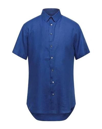 Shop Giorgio Armani Man Shirt Blue Size 17 Linen