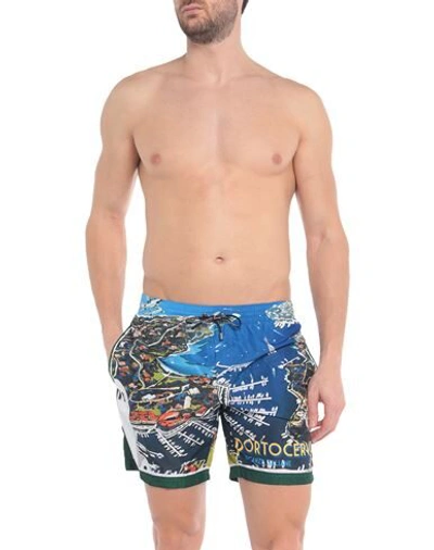 Shop Dolce & Gabbana Beachwear Man Swim Trunks Blue Size 38 Polyester