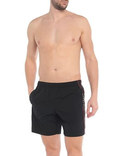 Shop Alexander Mcqueen Man Swim Trunks Black Size M Polyamide, Polyester