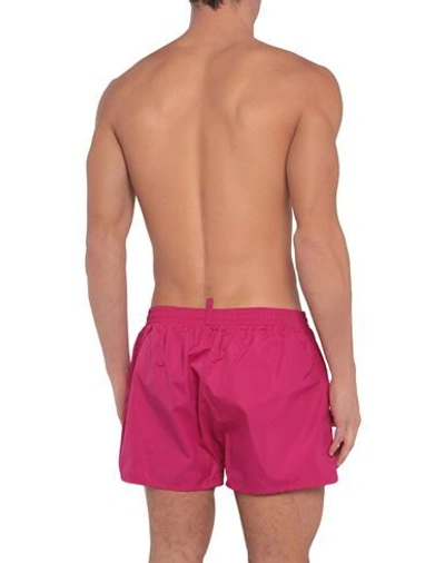 Shop Dsquared2 Man Swim Trunks Fuchsia Size 30 Polyamide In Pink