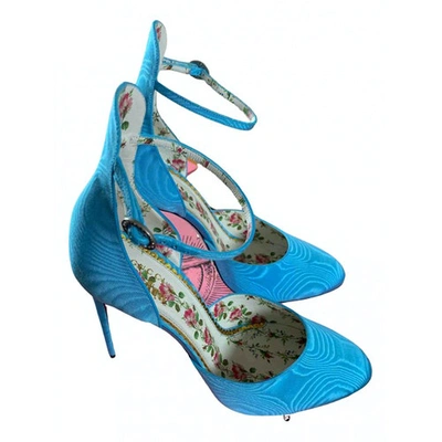 Pre-owned Gucci Cloth Heels In Turquoise