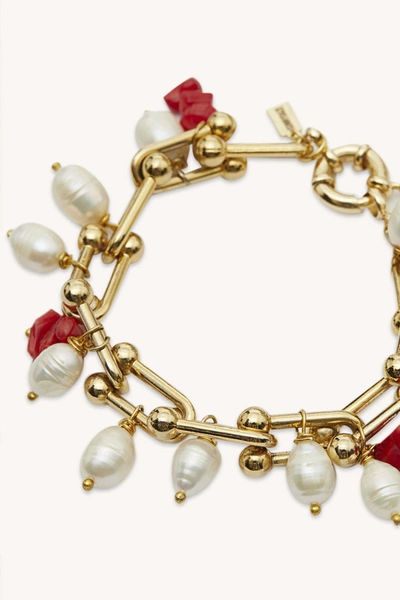 Shop Rebecca Minkoff Pearl Link Chain Bracelet In Gold