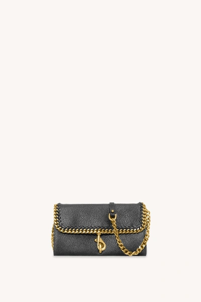 Shop Rebecca Minkoff Edie Wallet On Chain With Woven Chain In Black