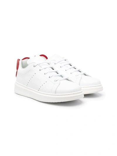 Shop Simonetta Teen Low-top Leather Sneakers In White