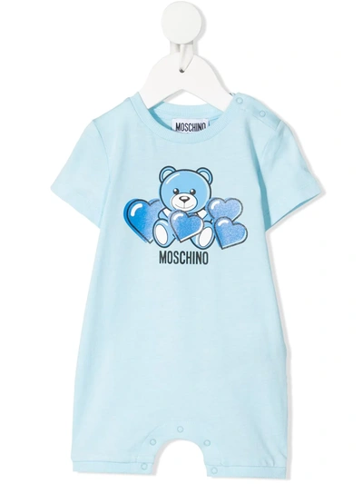 Shop Moschino Teddy Bear-print Cotton Shorties In 蓝色