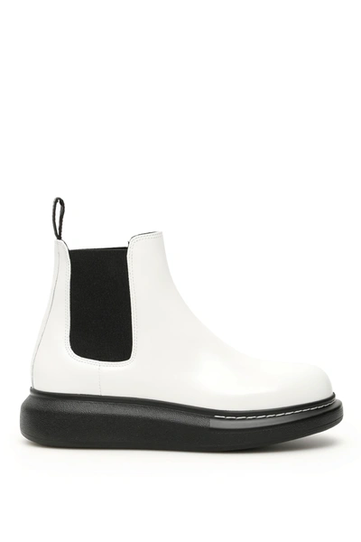 Shop Alexander Mcqueen Chelsea Hybrid Boots In White Black (white)