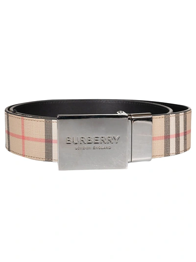 Shop Burberry Engraved Logo Belt In Archive Beige