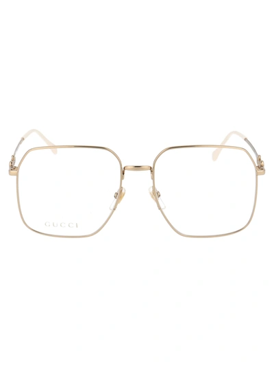 Shop Gucci Gg0952o Glasses In 001 Gold Gold Transparent