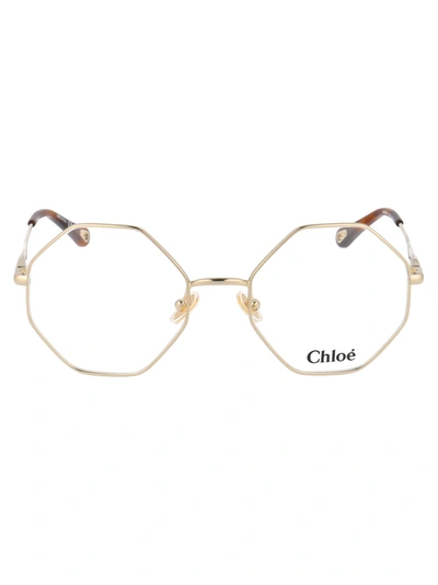 Chloé Octagon-frame Gold-tone Optical Glasses In 004 Gold Gold Transparent