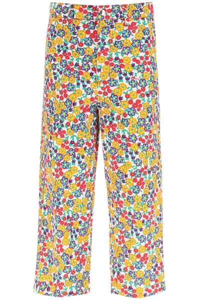 Shop Marni Over Trousers With Pop Garden Print In Lily White (red)