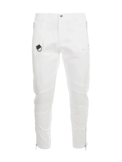 Shop Les Hommes Cotton Twill Slim Fit Cargo Pants W/multi Zip In White