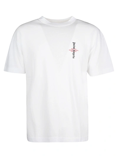 Shop Palm Angels Statement Logo T-shirt In White Black