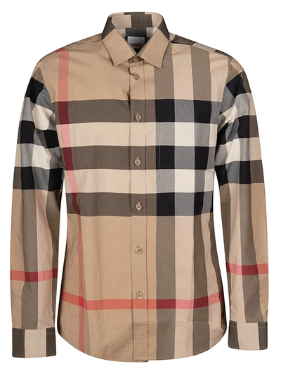Shop Burberry Check Print Shirt In Archive Beige