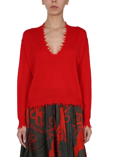 Shop Uma Wang V-neck Sweater In Rosso
