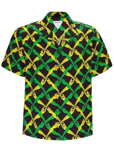 Shop Bottega Veneta Rayon Shirt With 1987 Graphic Print In Multicolor