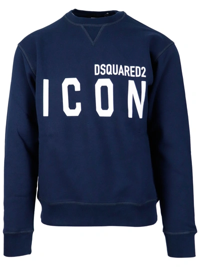 Shop Dsquared2 100% Cotton Sweatshirt In Navy
