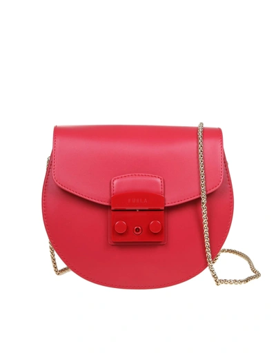 Furla Metropolis Leather Mini Crossbody Bag In Ruby (red)