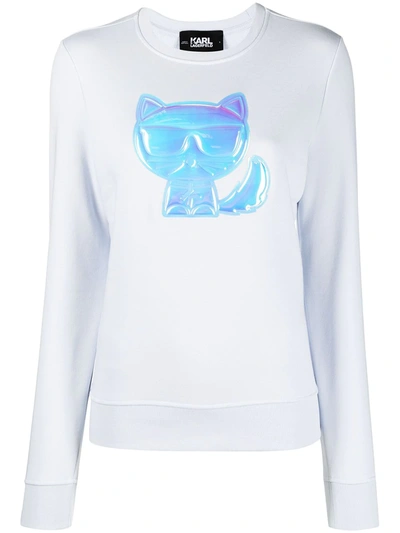 Shop Karl Lagerfeld Ikonik Choupette-patch Sweatshirt In Blue