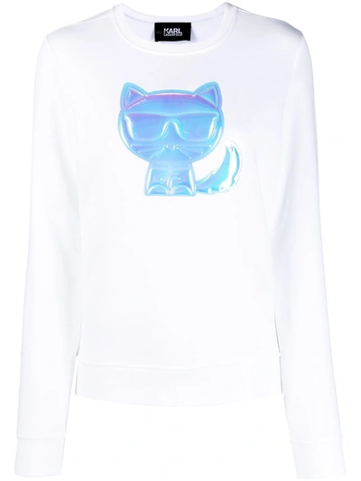 Shop Karl Lagerfeld Ikonik Ballon Choupette Sweatshirt In White