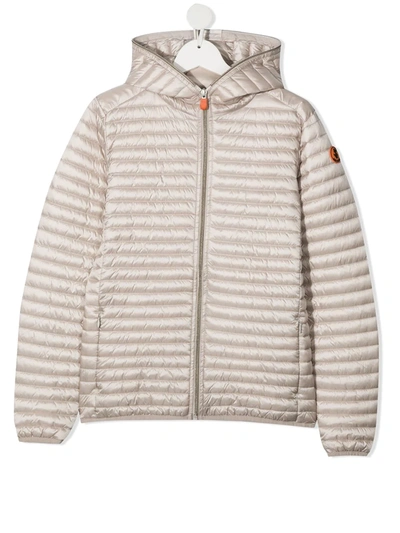 Shop Save The Duck Teen Padded Hooded Jacket In Neutrals