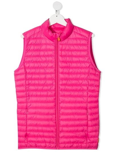 Shop Save The Duck Teen Classic Padded Waistcoat In Pink