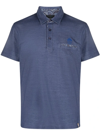 Shop Billionaire Paisley Pocket Polo Shirt In Blue