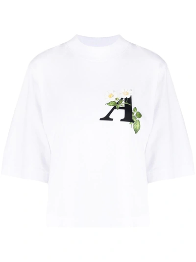Shop Palm Angels Daisy Logo Cropped T-shirt In White