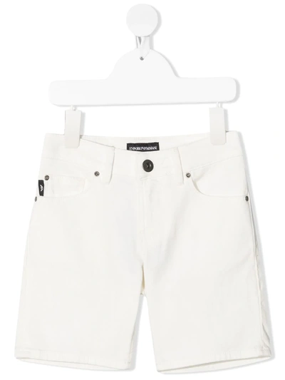 Emporio Armani Teen Cotton-blend White Shorts In White