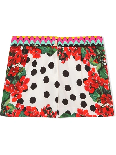 Dolce & Gabbana Dot Print Cotton Poplin Shorts In Red