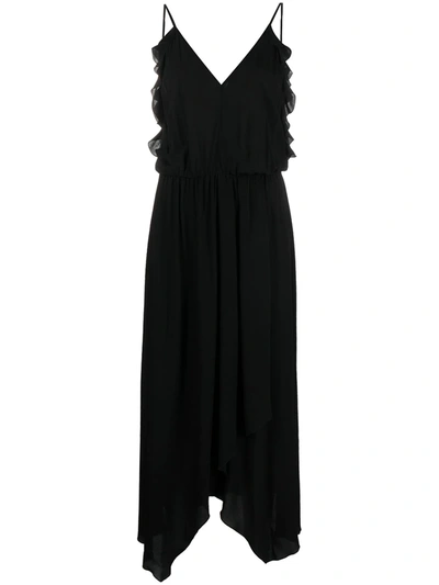 Shop Patrizia Pepe Fluid Ruffled Maxi Dress In Black